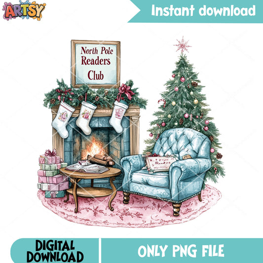 North pole readers club png, christmas tree png, north pole png