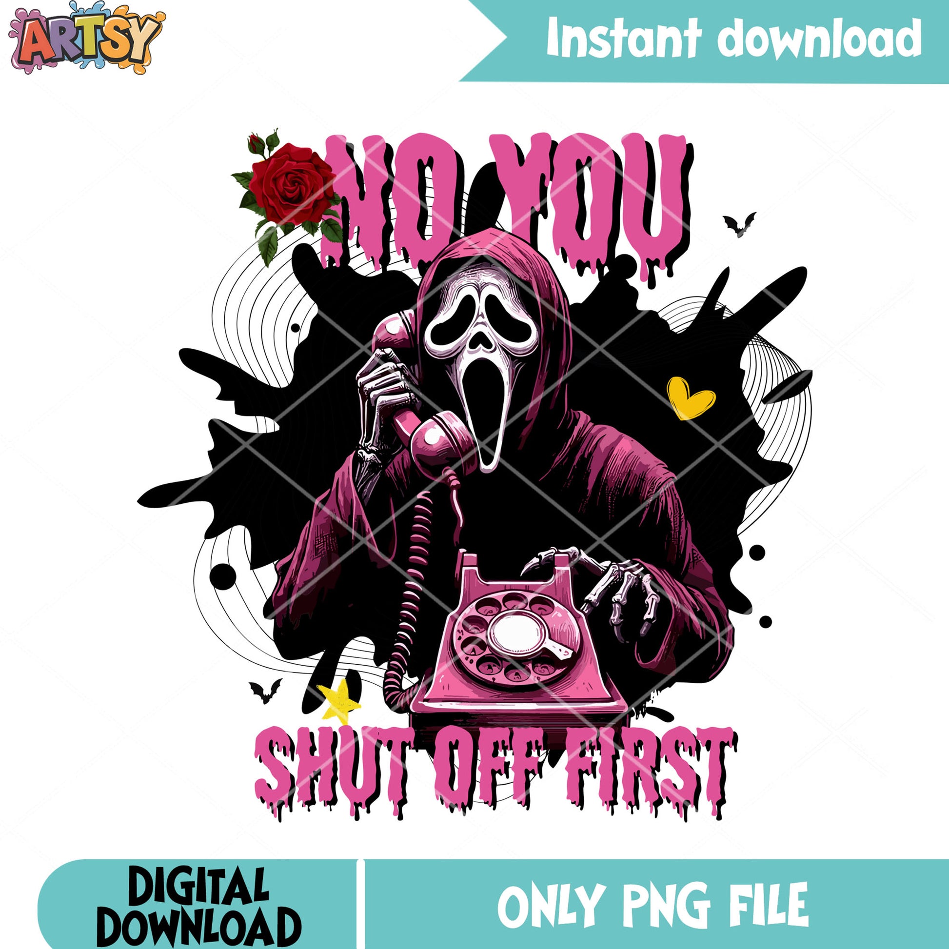No you shut off first png, yellow heart png, halloween scary png