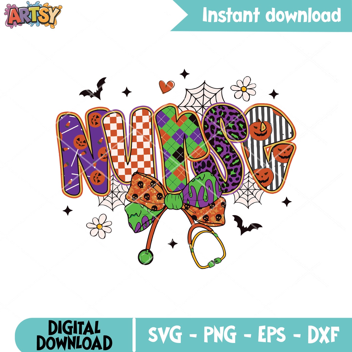 Nurse in halloween svg, nurse halloween svg, halloween bow svg