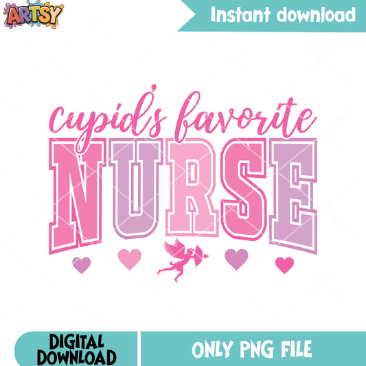 Nurse valentine and cupid png, love season png, valentine love png