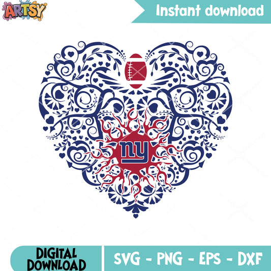 Ny heart nfl team svg, new york giants svg, nfl pigskin svg