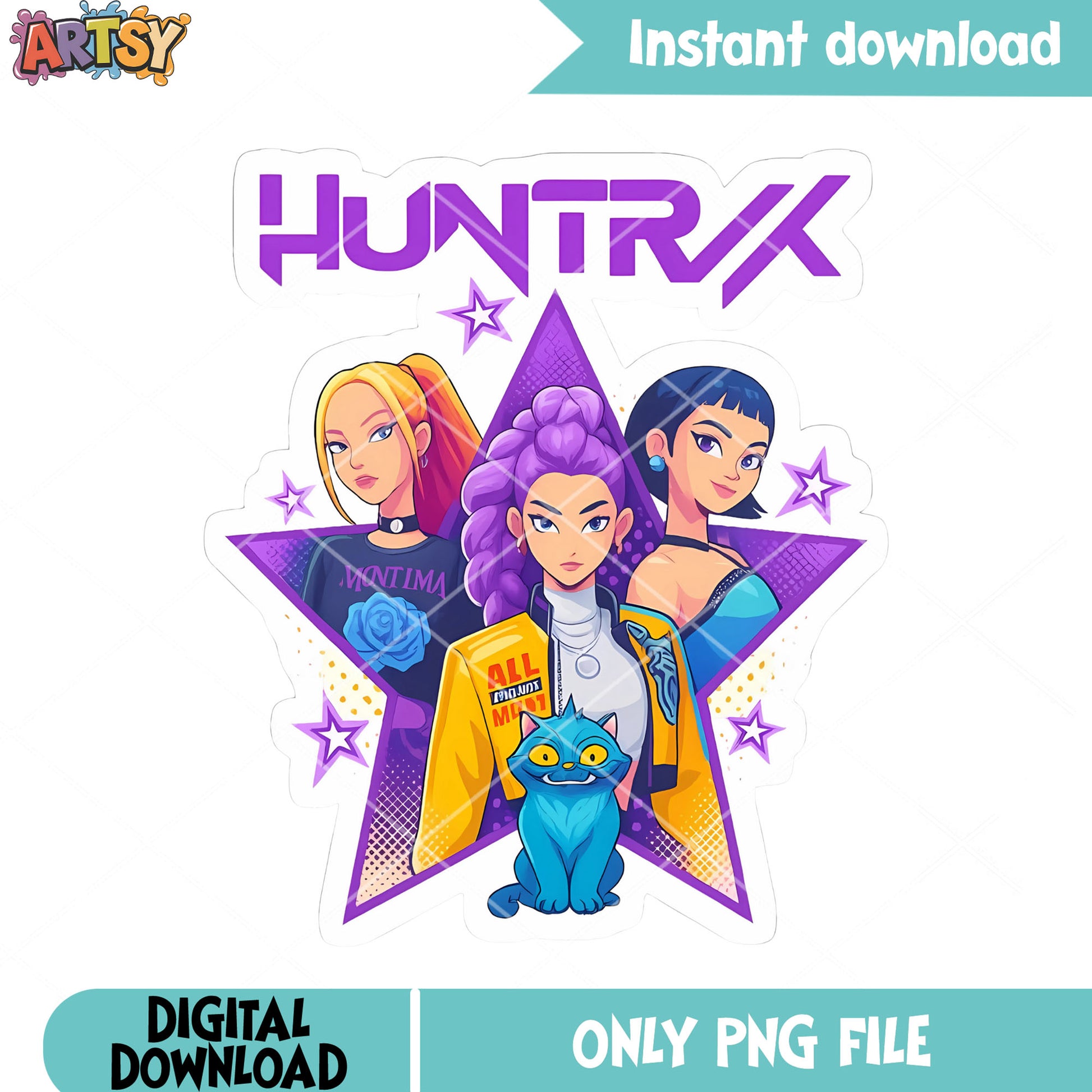 OMG famous kpop huntrix png, kpop demon hunters png, huntrix girls png