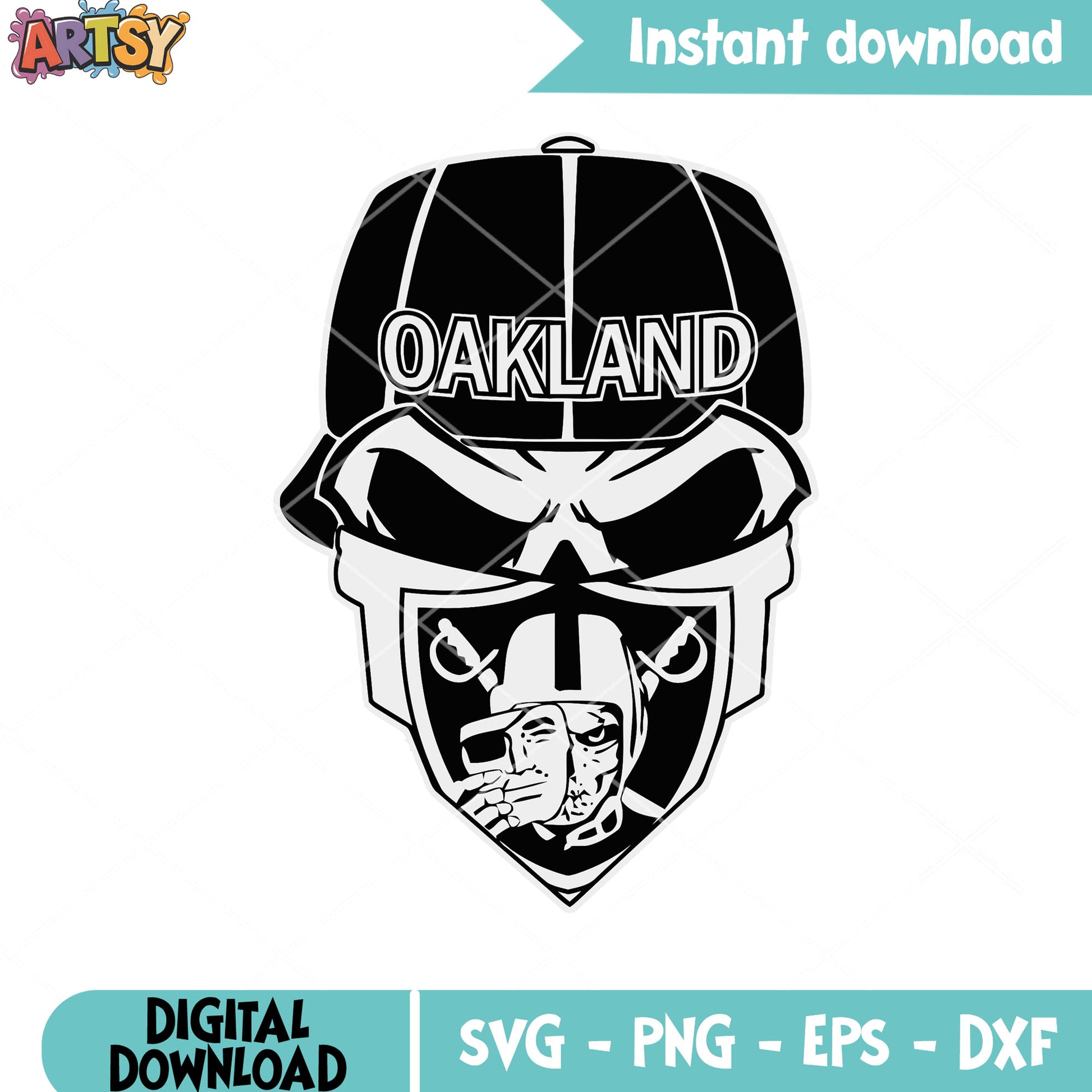 Oakland hat face mask svg, las vegas raiders svg, skeleton skull svg