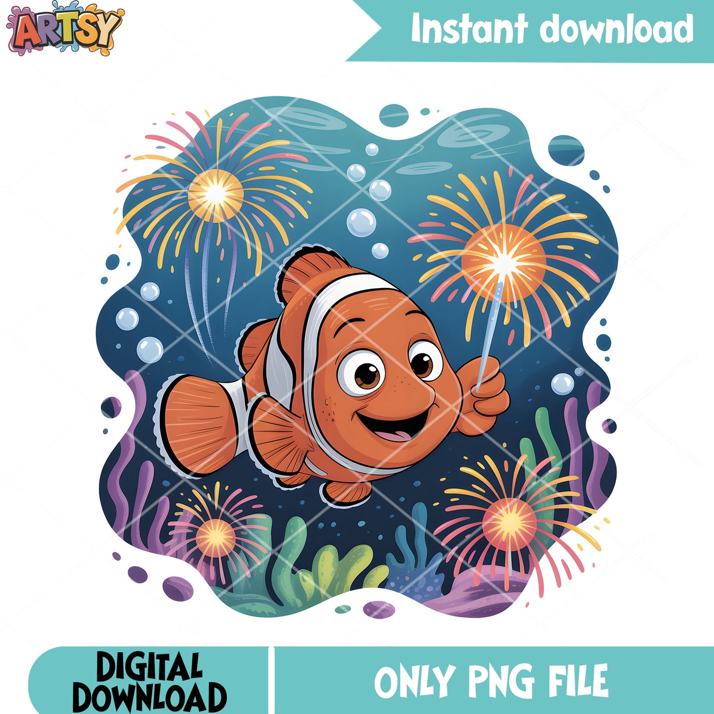 Ocean nemo celebrate png, clownfish nemo png, disney nemo png