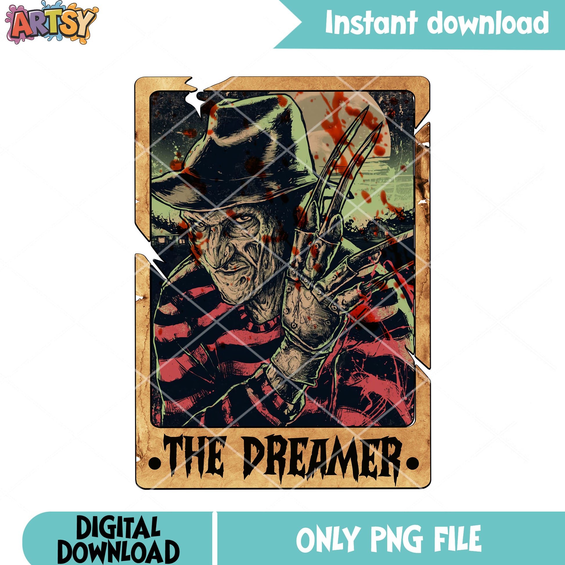 Old man freddy krueger png, farm hat png, scary halloween png
