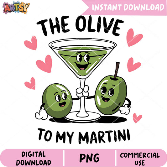 Olive Martini PNG Design, Instant Download