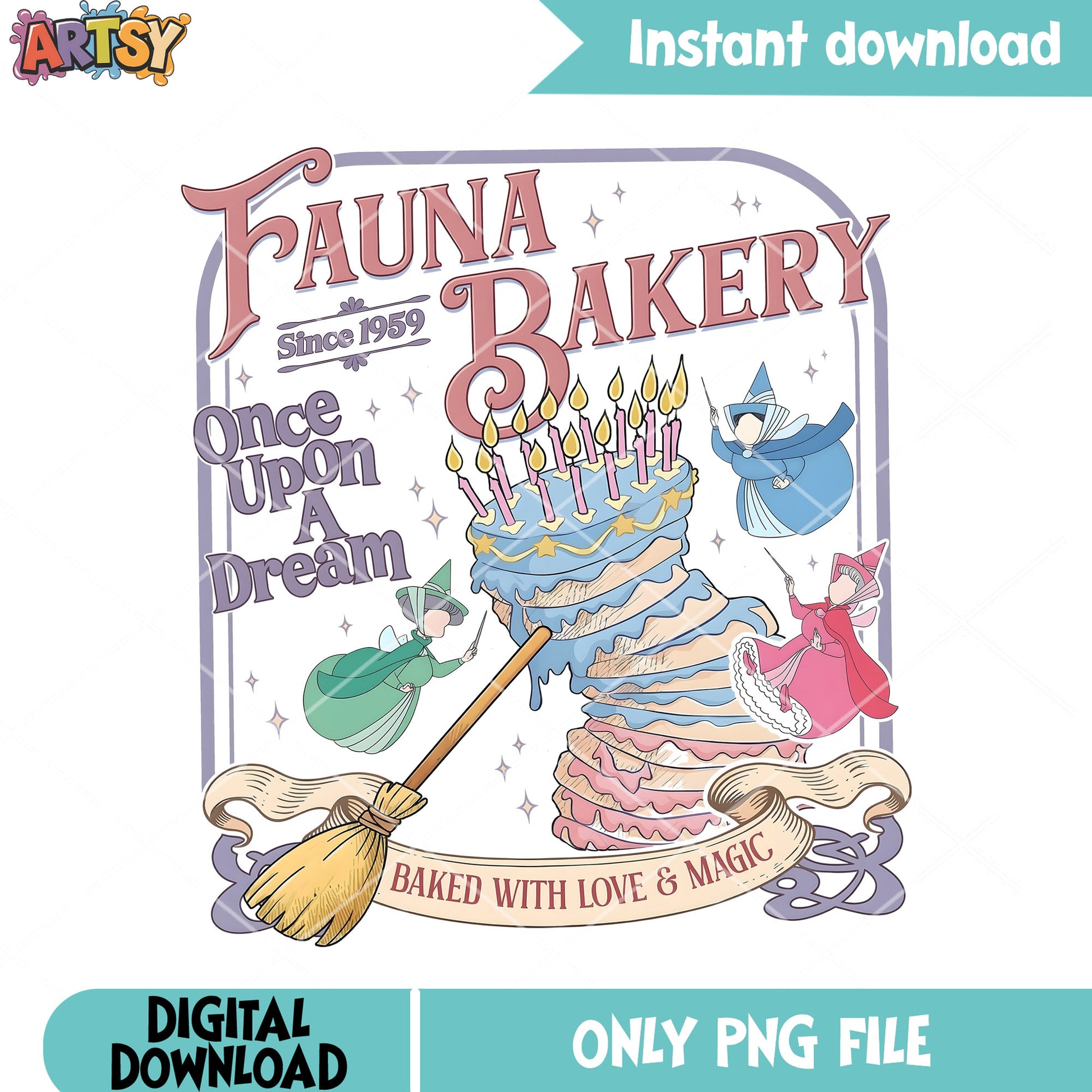 Once upon a dream baked with love png, birthday png, sleeping beauty png