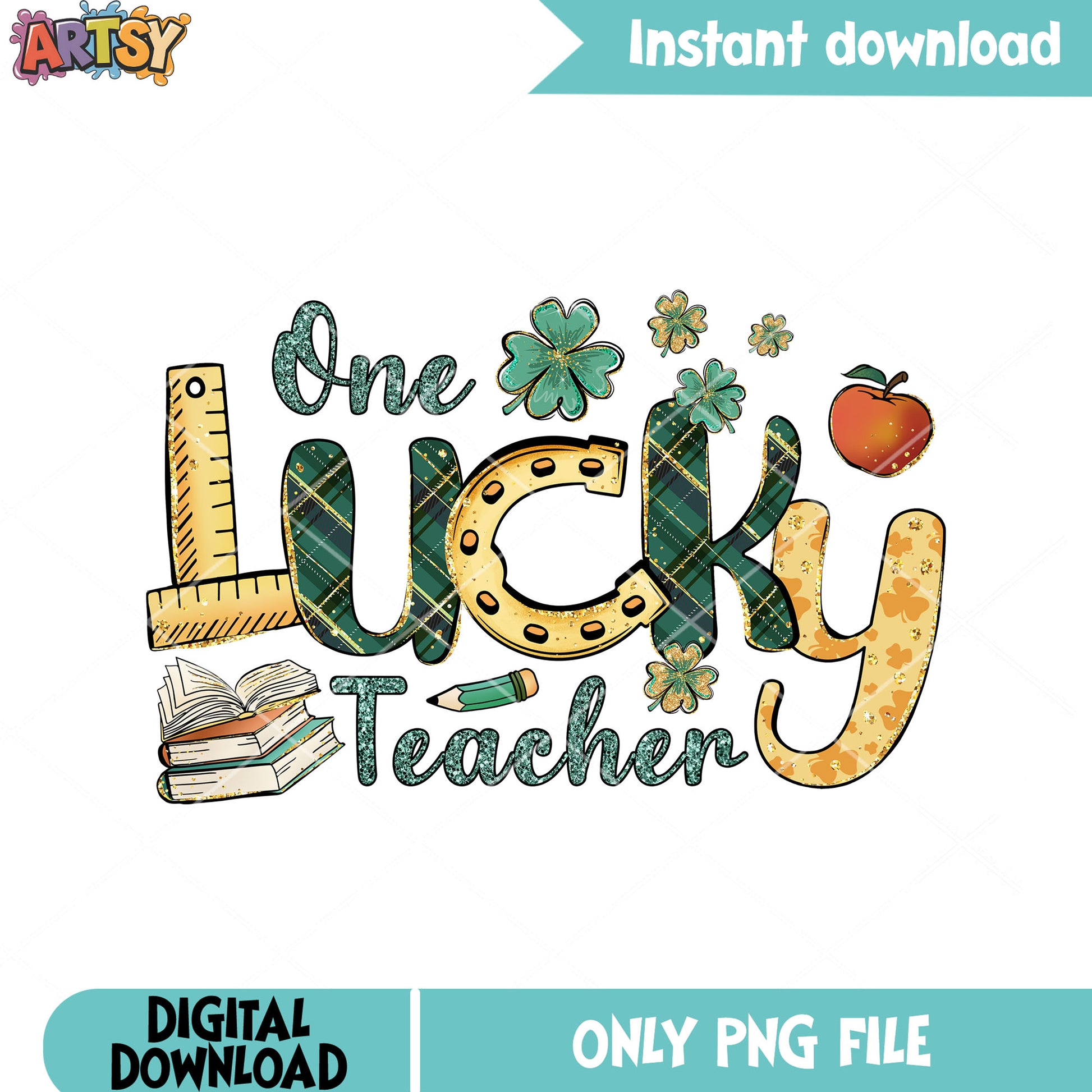 One lucky teacher png, saint patricks day png, st patricks png