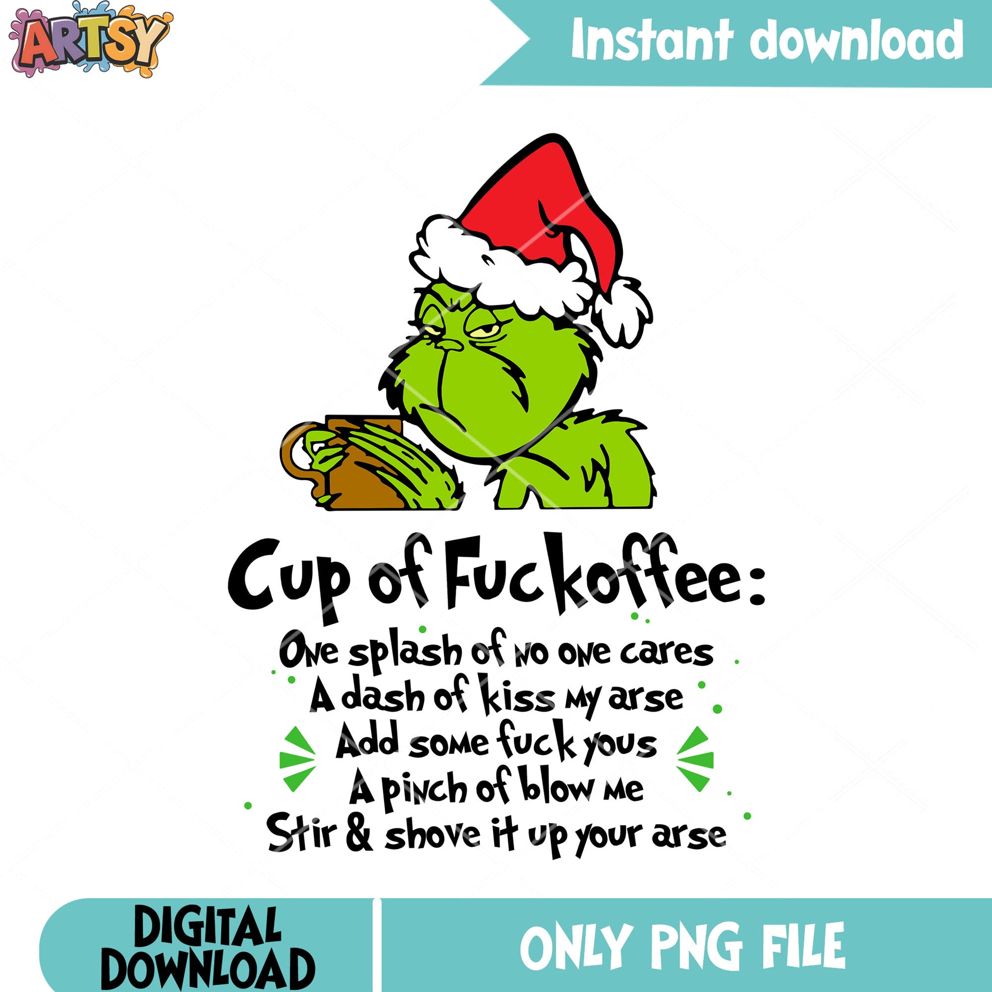 One splash of no one carespng, the grinch png, santa hat png