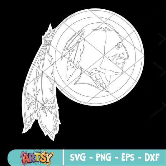 Only white washington logo svg, washington redskin svg, nfl svg