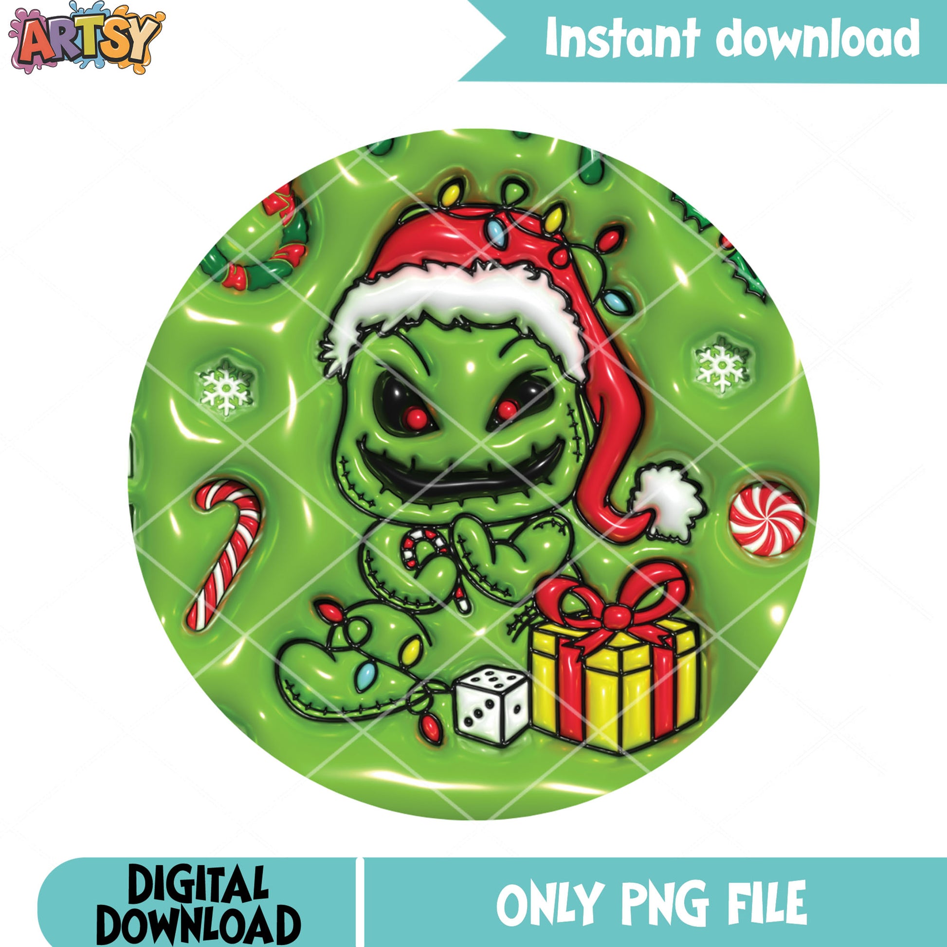 Oogie boogie christmas png, christmas green monster png, oogie png