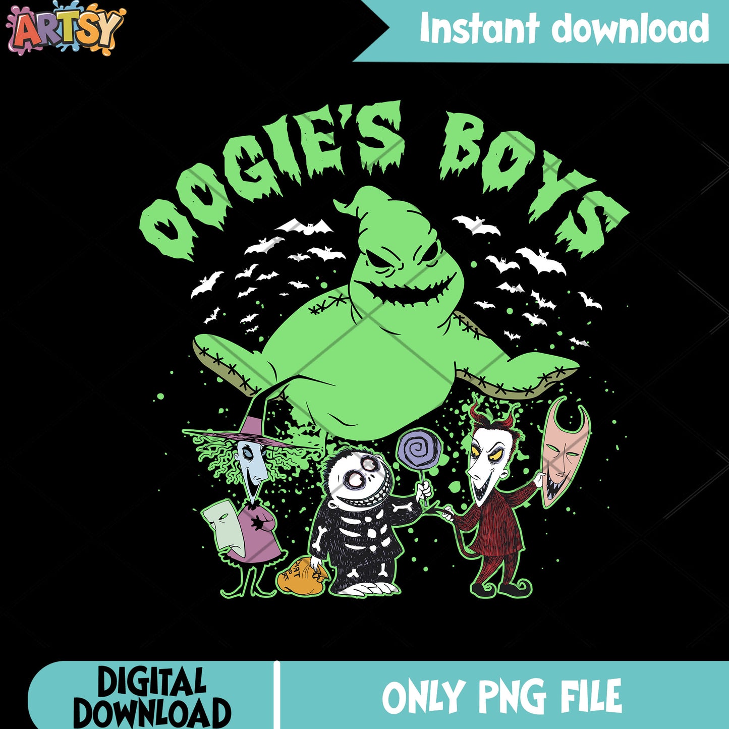 Oogies boys png, lock shock and barrel png, halloween scary night png
