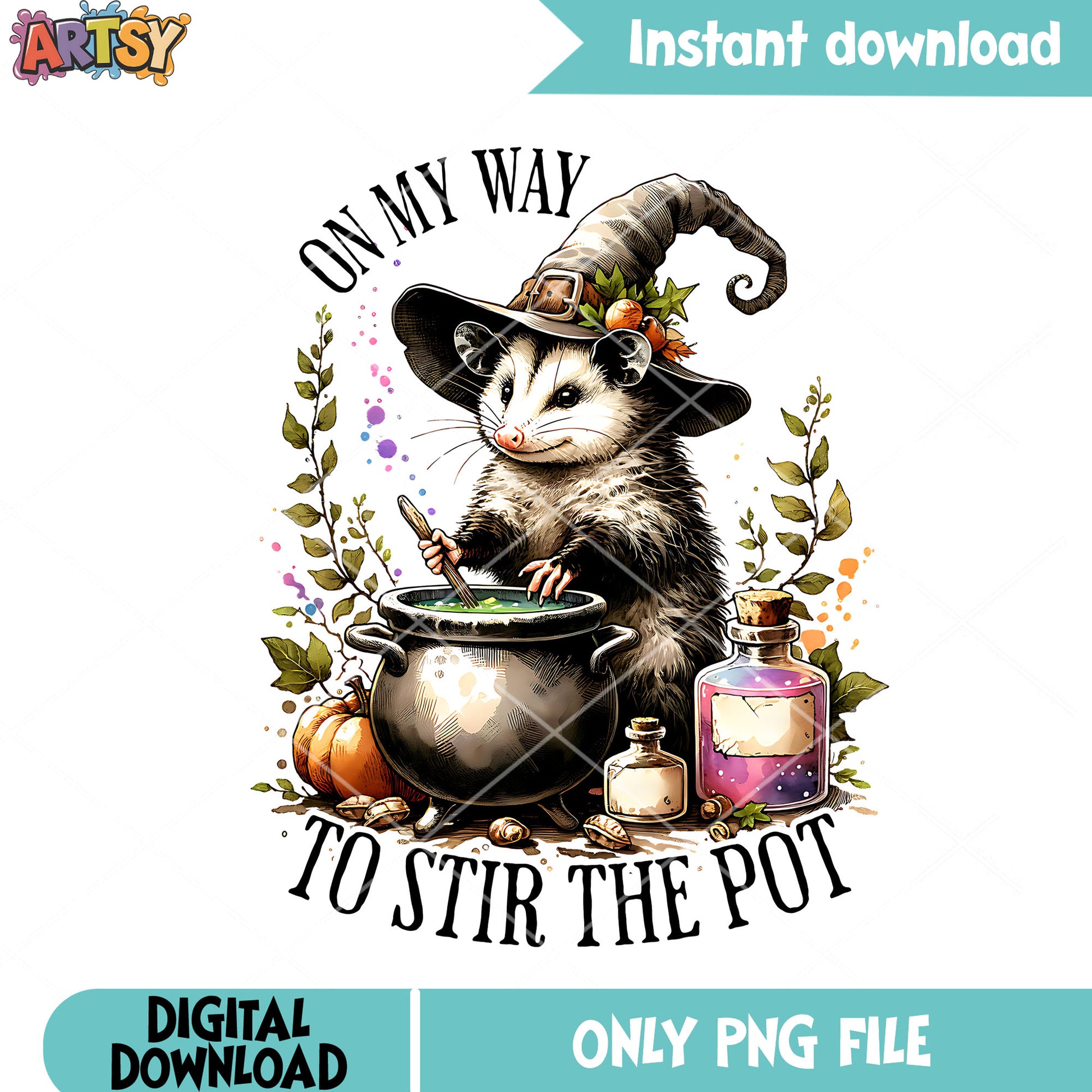 Opposum have witch hat png, witches cauldron png, halloween scary png