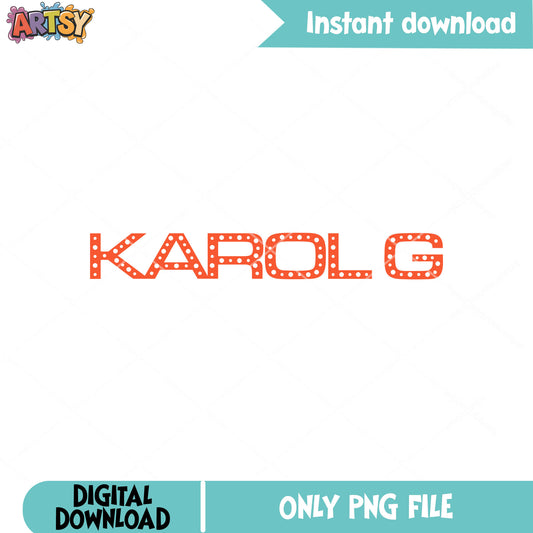 Orange Karol g logo png, karol g singer png, karol g name png