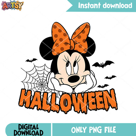 Orange bow tie minnie mouse png, scary bat png, disney character png