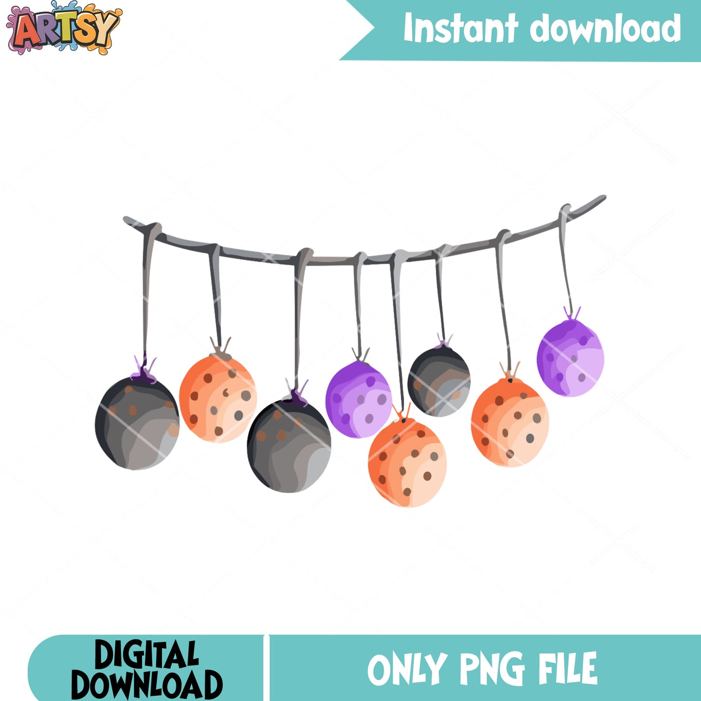 Orange festive ball png, halloween decorations png, halloween night png