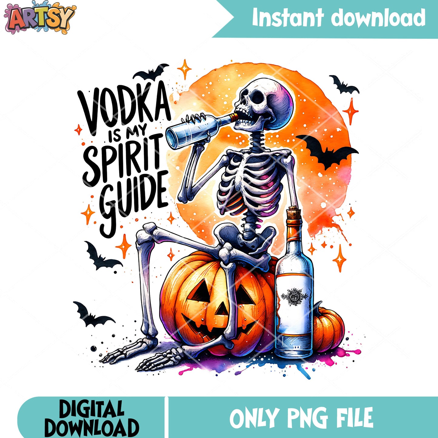 Orange planet bats png, skeleton costume png, halloween scary png