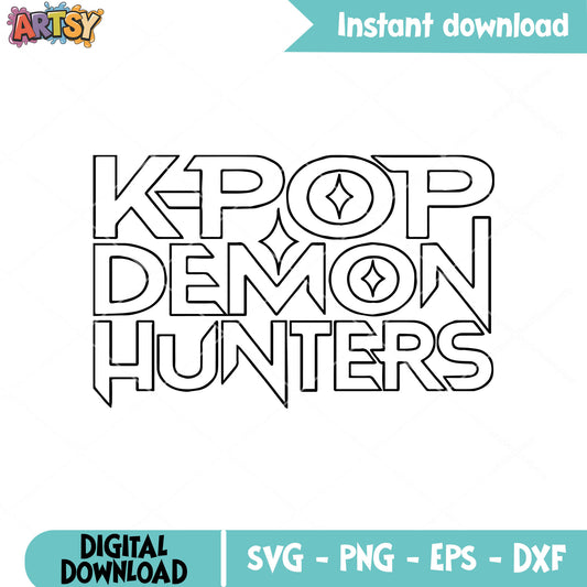 Outline kpop demon hunters svg, kpop netflix svg, kpop demon hunters svg