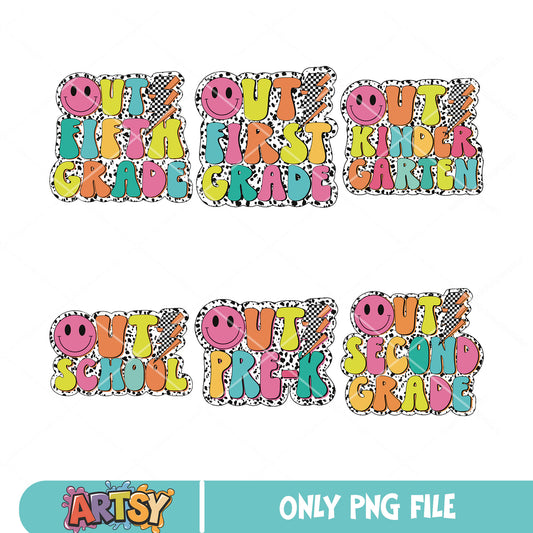 Out school vibes png bundle, school vibes png, school grades png
