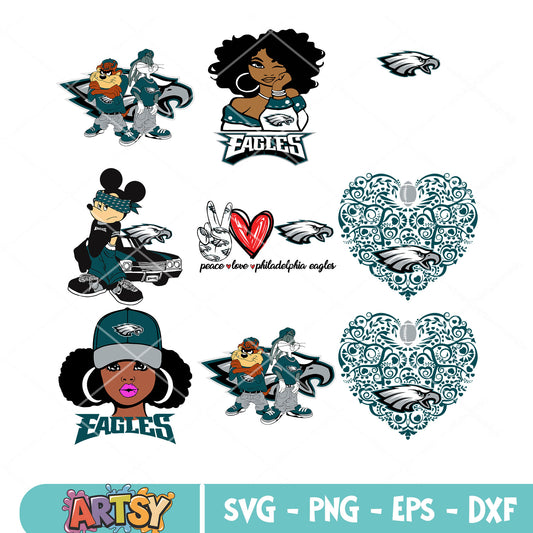 PHILADELPHIA EAGLES bundle svg, mickey mouse svg, eagle head​ svg