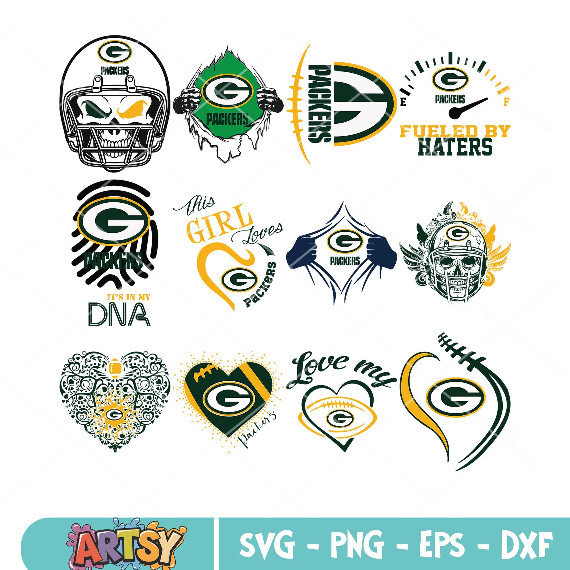 Packers in my heart bundle svg, green bay packers svg, nfl teams svg
