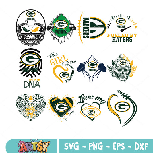 Packers in my heart bundle svg, green bay packers svg, nfl teams svg
