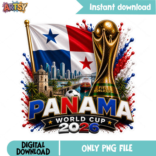 Panama World Cup 2026 PNG, FIFA Soccer Trophy PNG, Panama Flag PNG