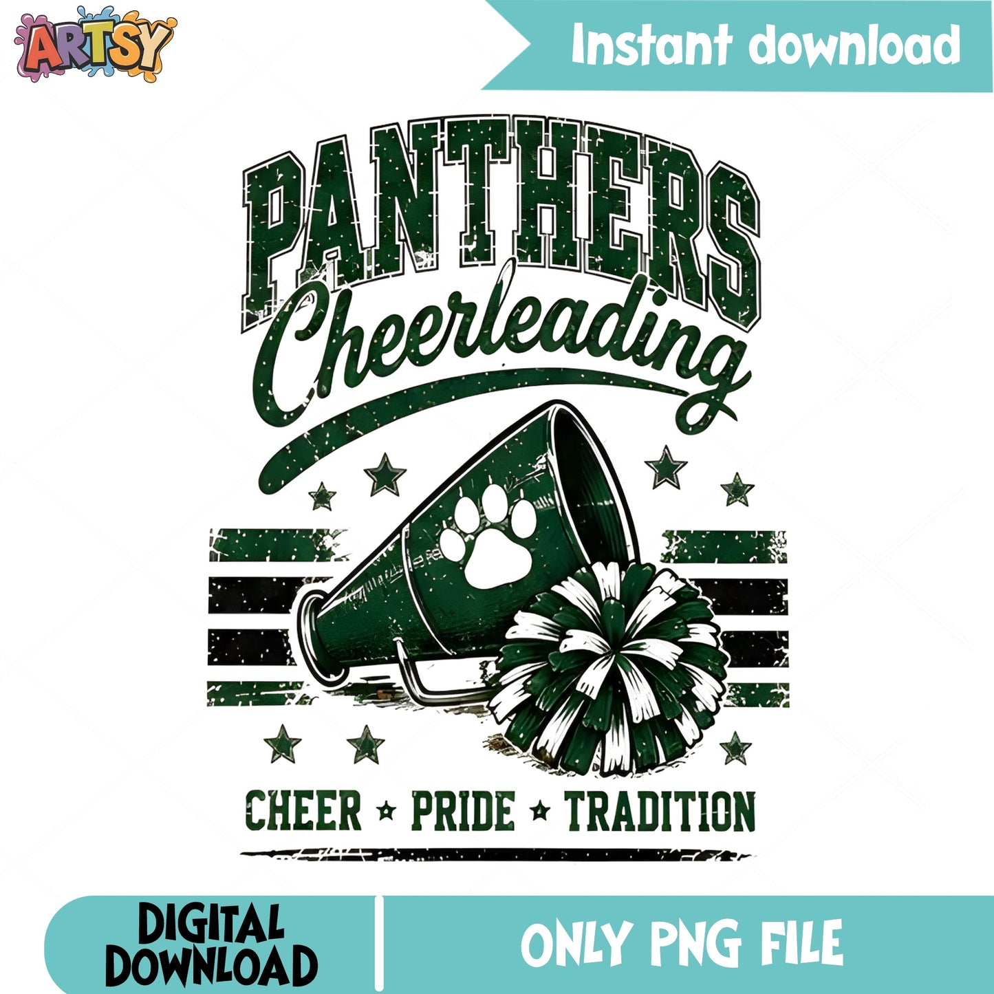 Panthers Cheerleading PNG, Cheer Squad Shirt, Pom Pom PNG