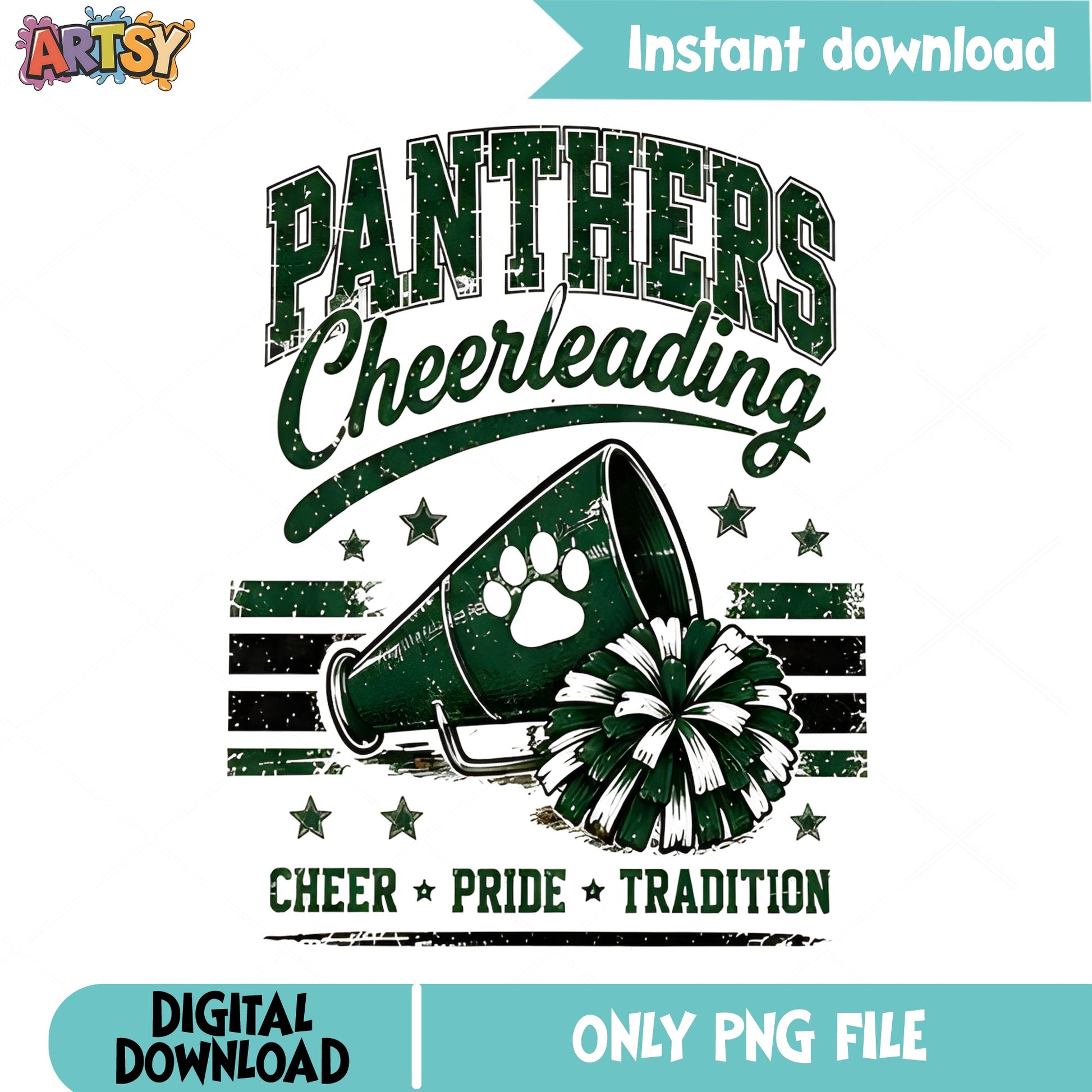 Panthers Cheerleading PNG, Cheer Squad Shirt, Pom Pom PNG