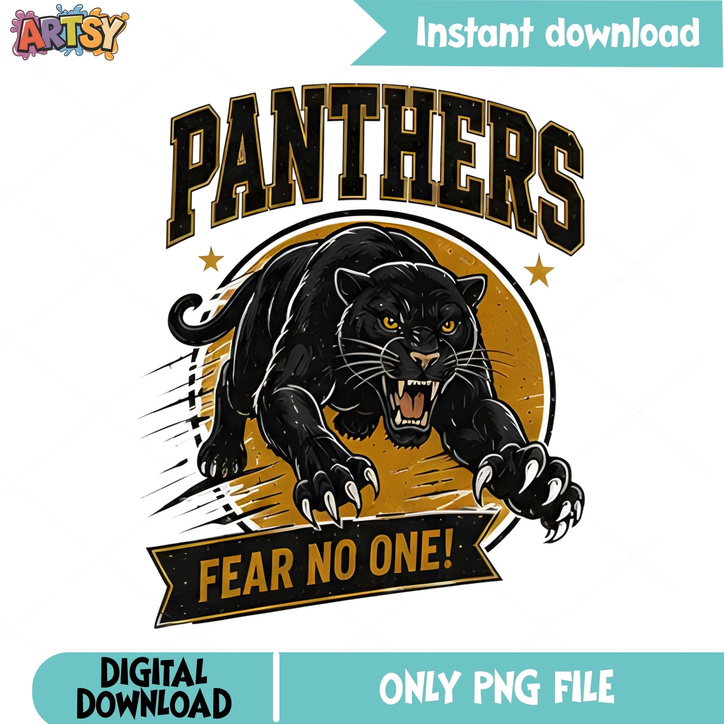 Panthers Fear No One PNG, Black Panther Mascot PNG, Team Spirit PNG