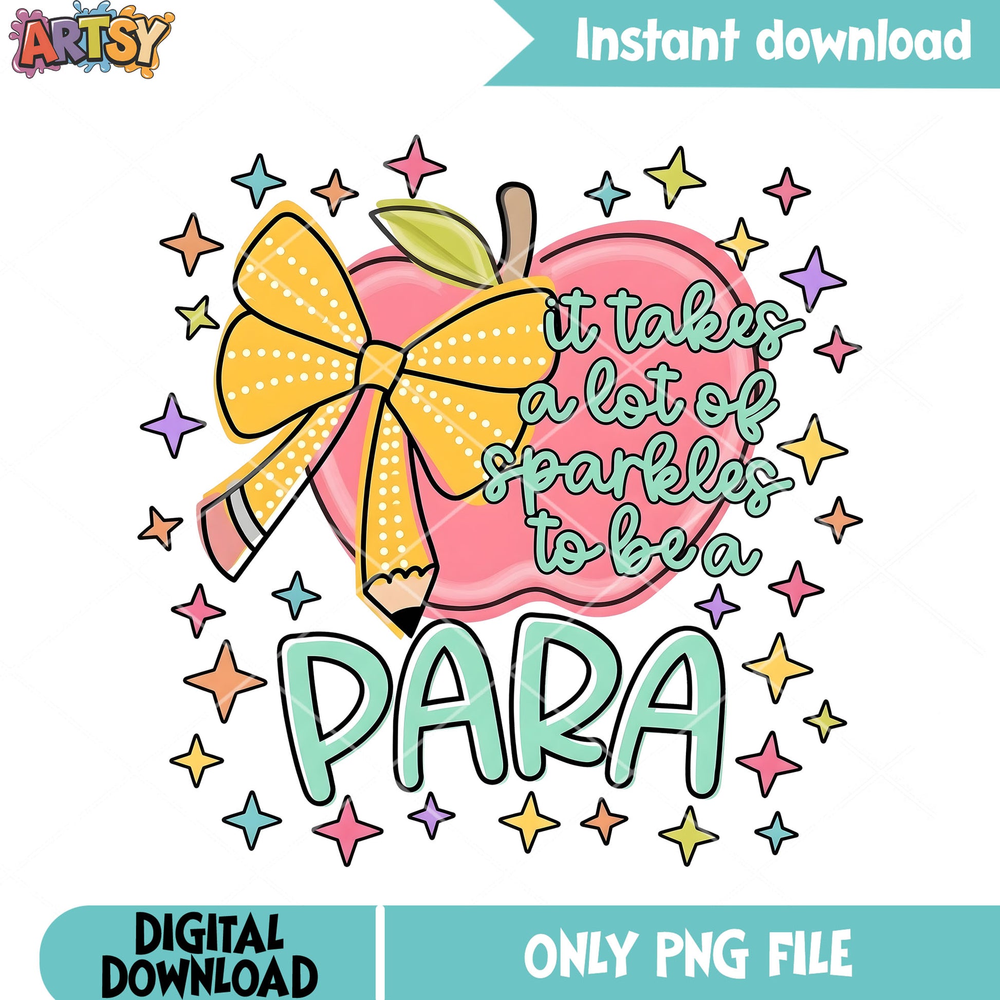 Para apple pencil bow png, birthday vibes png, back to school png