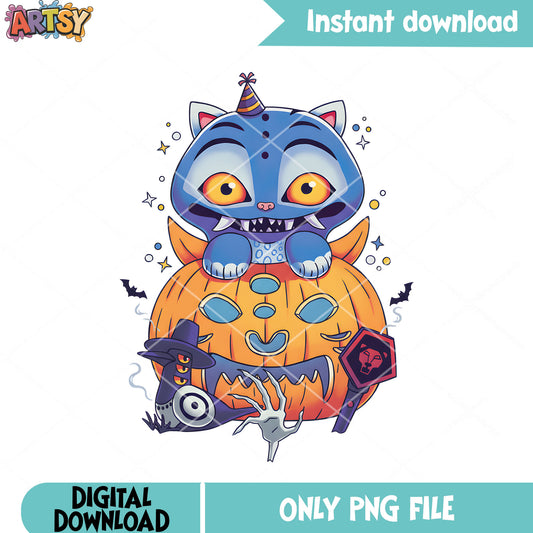 Party hat derby cat png, scary pumpkin png, demon hunter kpop png