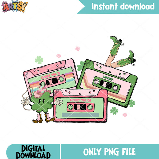 Patrick clover cassette png, lucky cassette png, patricks season png