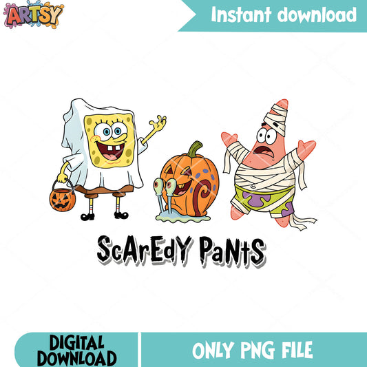 Patrick spongebob png, scaredy pants png, spongebob square pants png