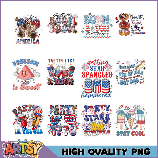 Patriotic 4th of July PNG Bundle - High Quality Designs