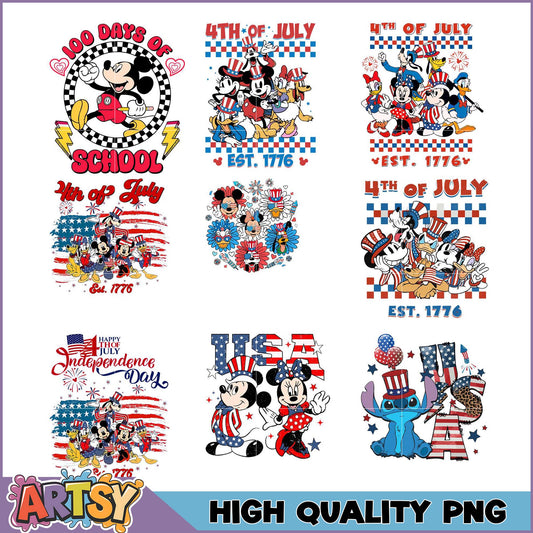 Patriotic Mickey PNG Bundle 4th of July Designs