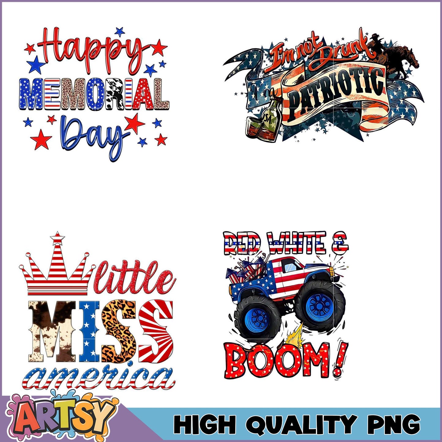 Patriotic PNG Bundle 4th of July & Memorial Day Designs