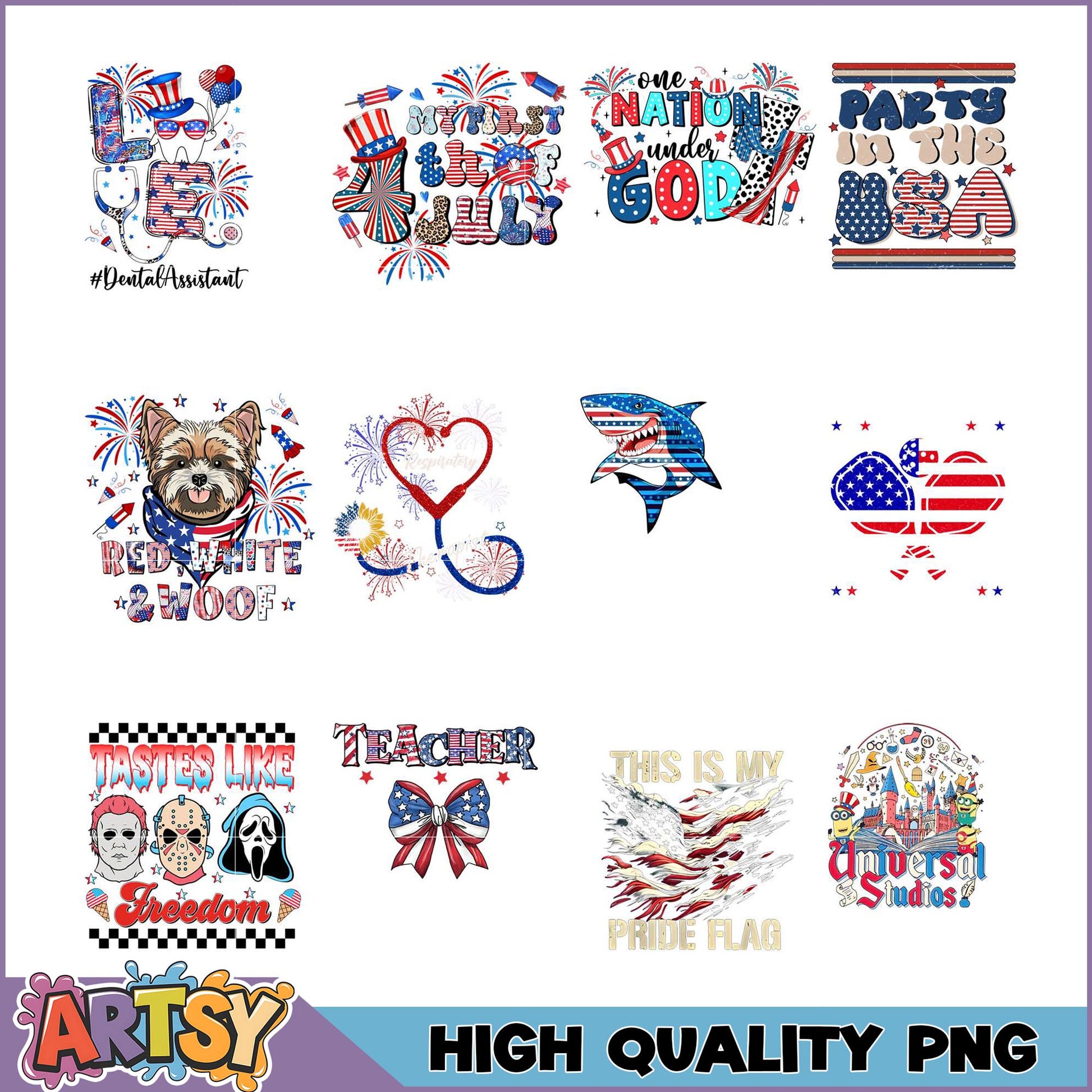 Patriotic PNG Bundle 4th of July & More Designs