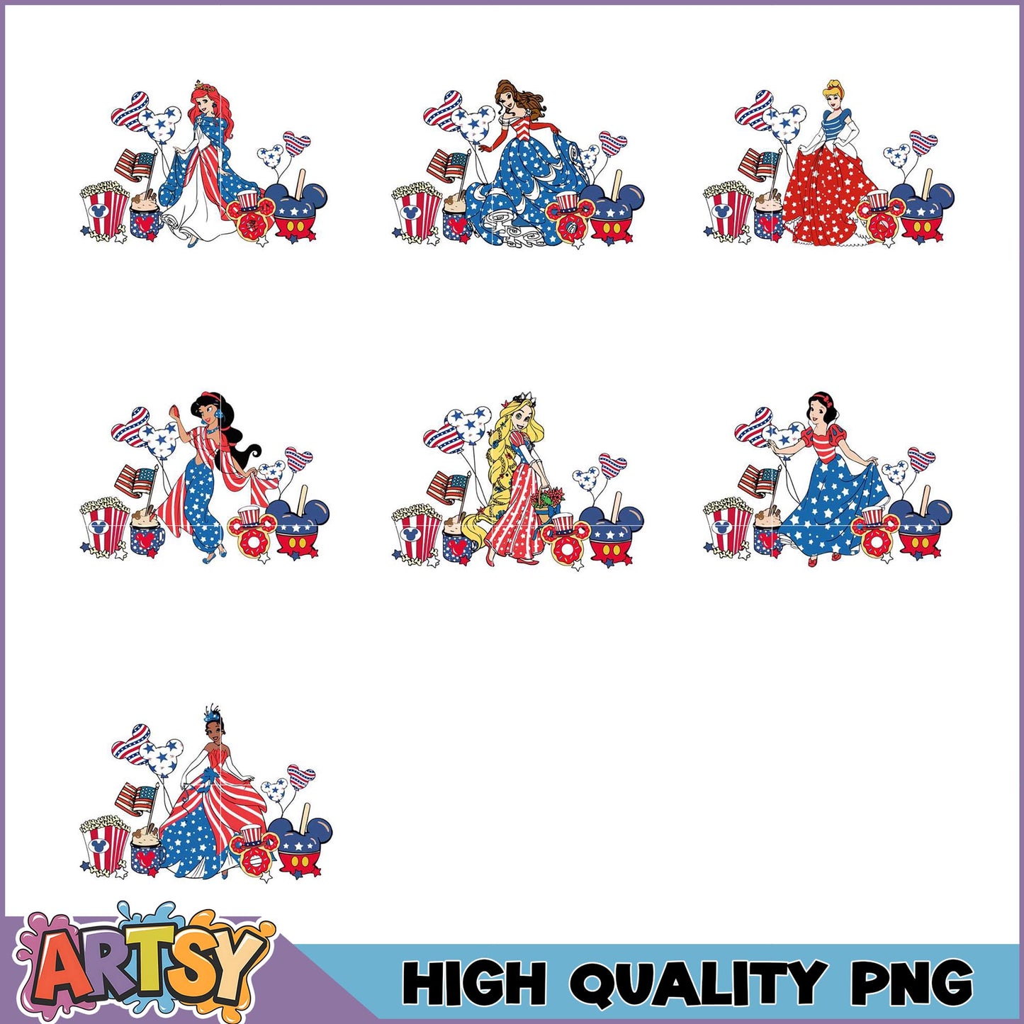 Patriotic Princesses PNG Bundle for Festive Celebrations