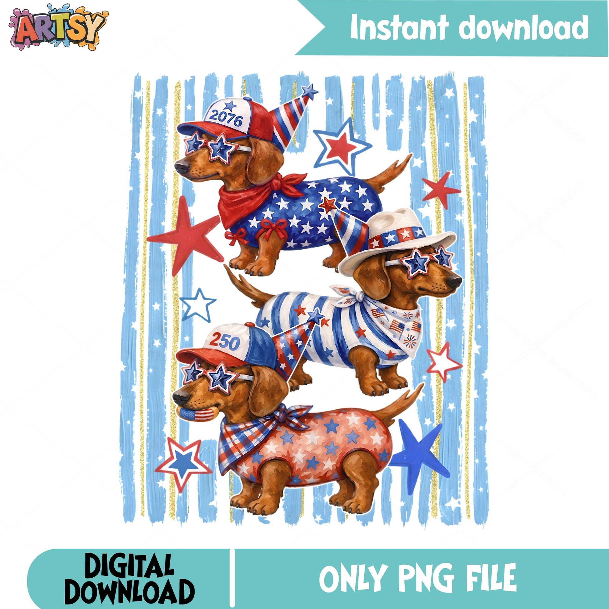 Patriotic Dachshund PNG, 4th Of July Dog PNG, America PNG