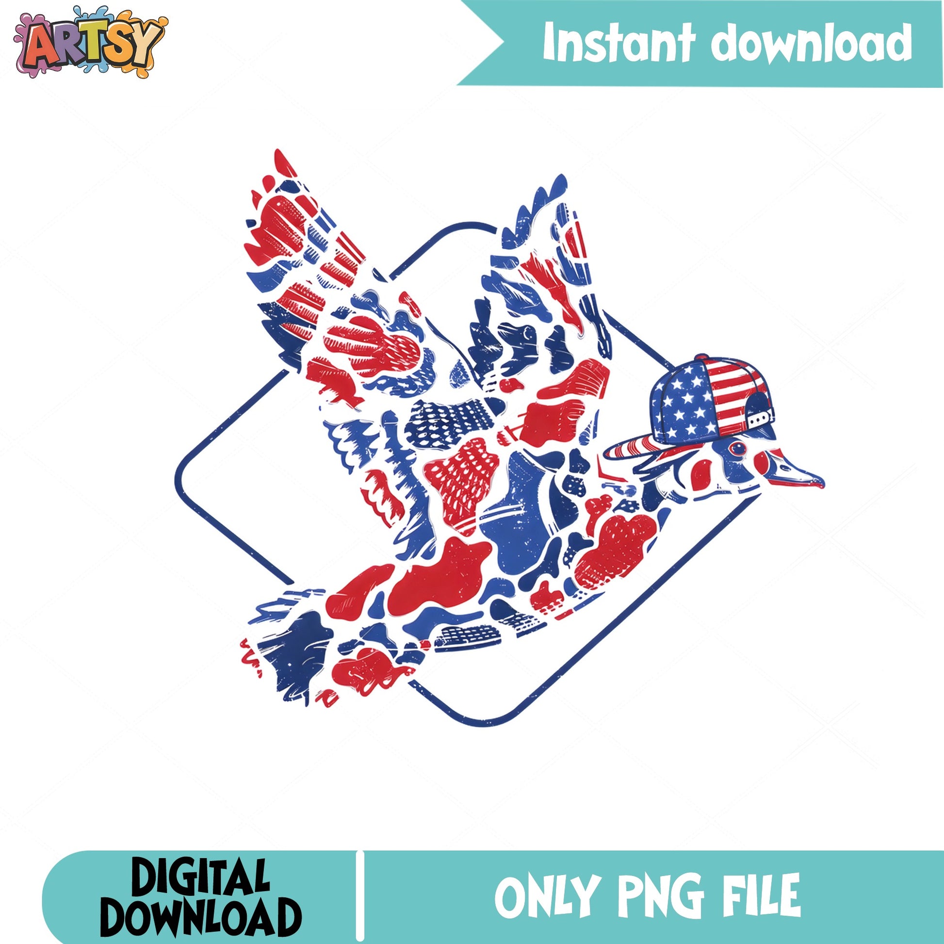 Patriotic Duck American Flag PNG, 4th Of July PNG, USA PNG