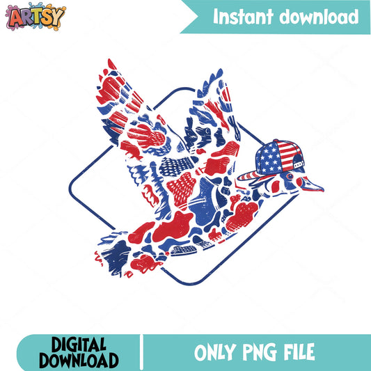 Patriotic Duck American Flag PNG, 4th Of July PNG, USA PNG