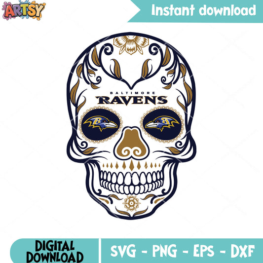 Pattern baltimore head svg. baltimore ravens​ svg, skull mexican svg