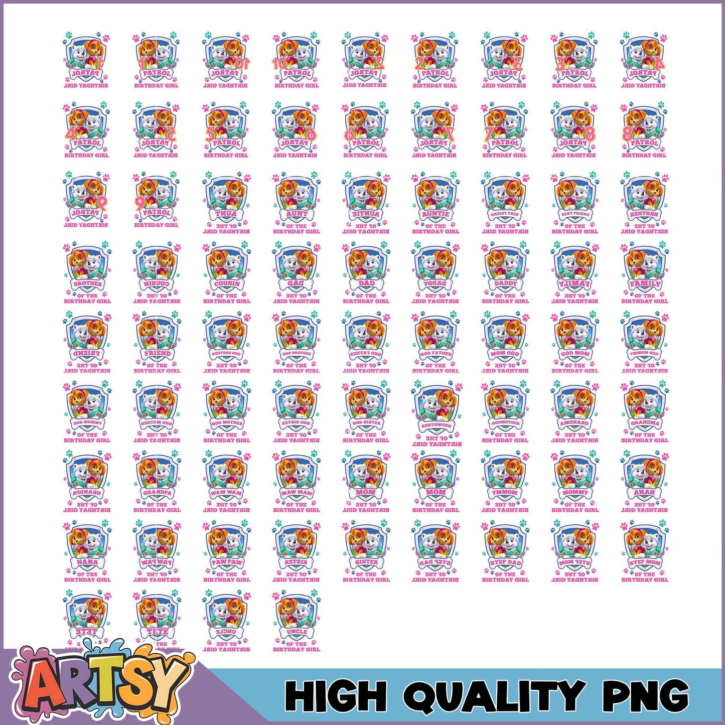 Paw Patrol Birthday PNG Bundle High-Quality Images