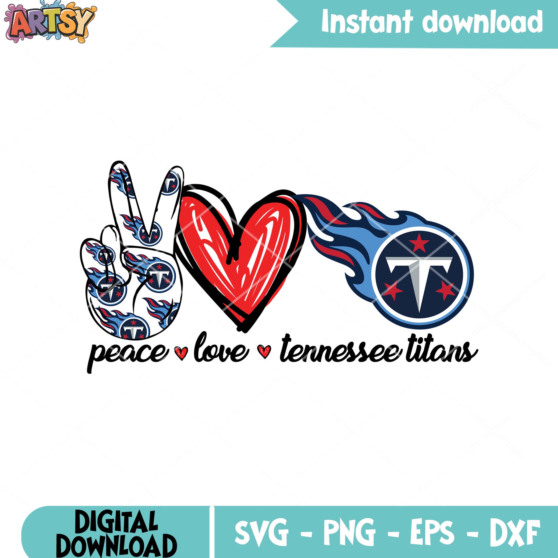 Peace love and tennessee titans svg, nfl​ football svg, titans svg