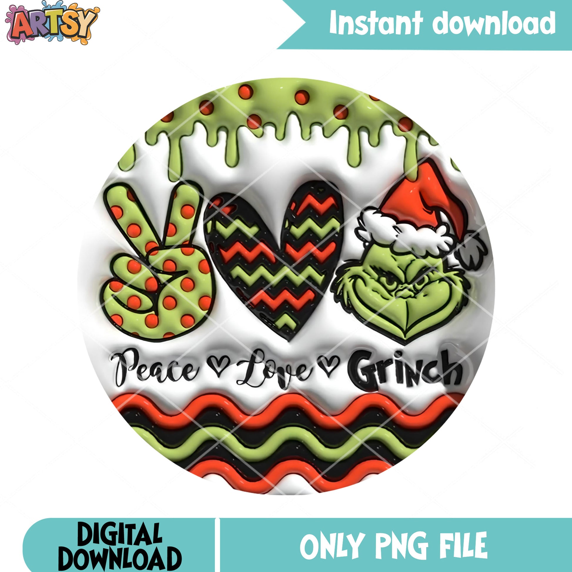 Peace love grinch christmas png, grinch face peace png, sign heart png