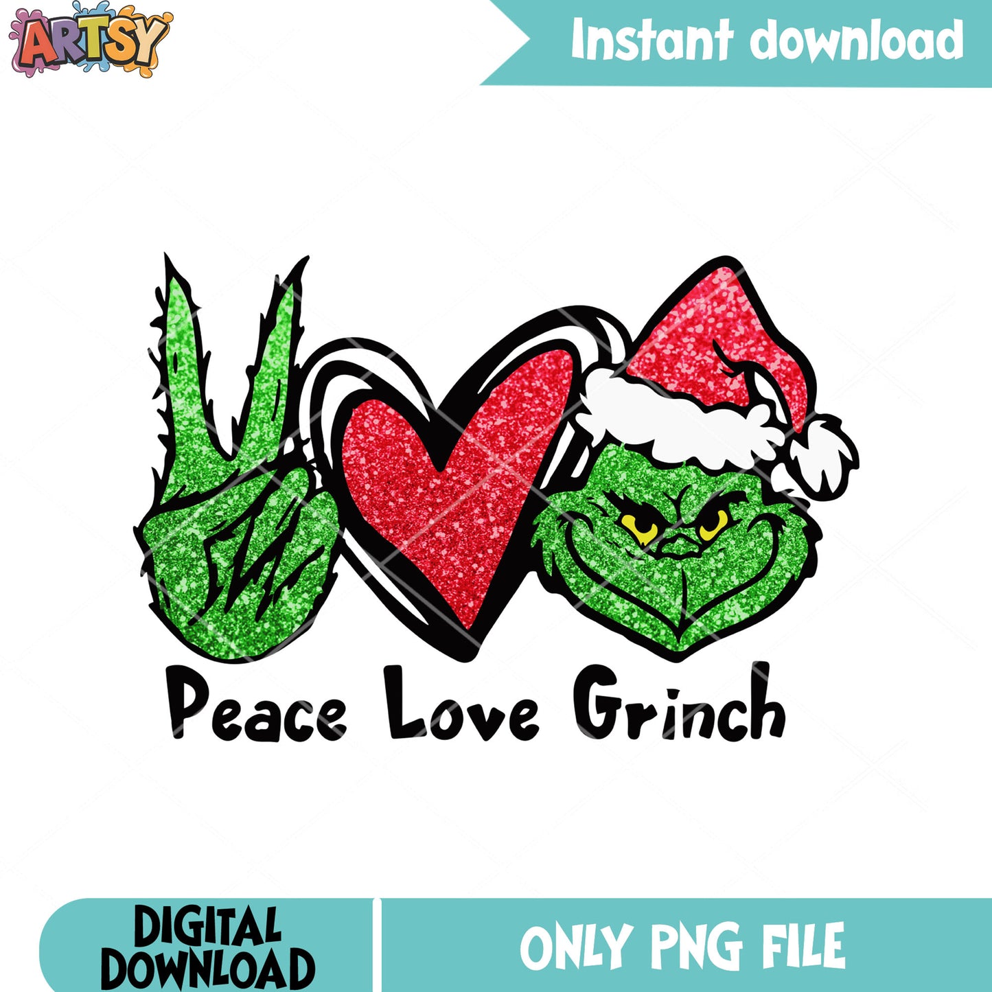 Peace love grinch png, how the grinch stole christmas png, santa hat png