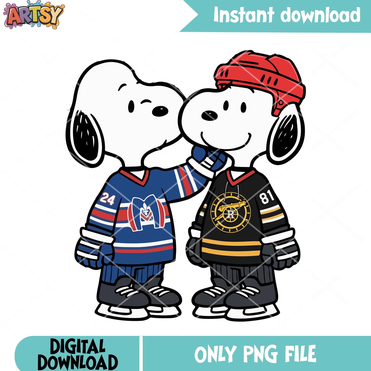 Peanuts heated rivalry png, hockey romance png, snoopy png