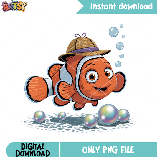 Pearl marlin bubble poster png, clownfish marlin png, nemo png