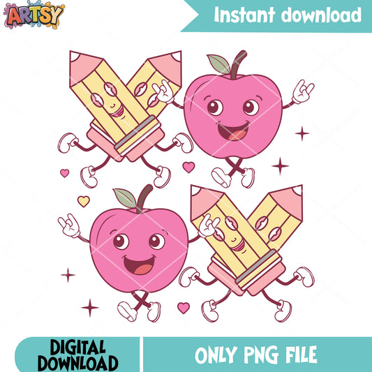 Pencil apple poster valentine thing png, valentine love png, love gifts png